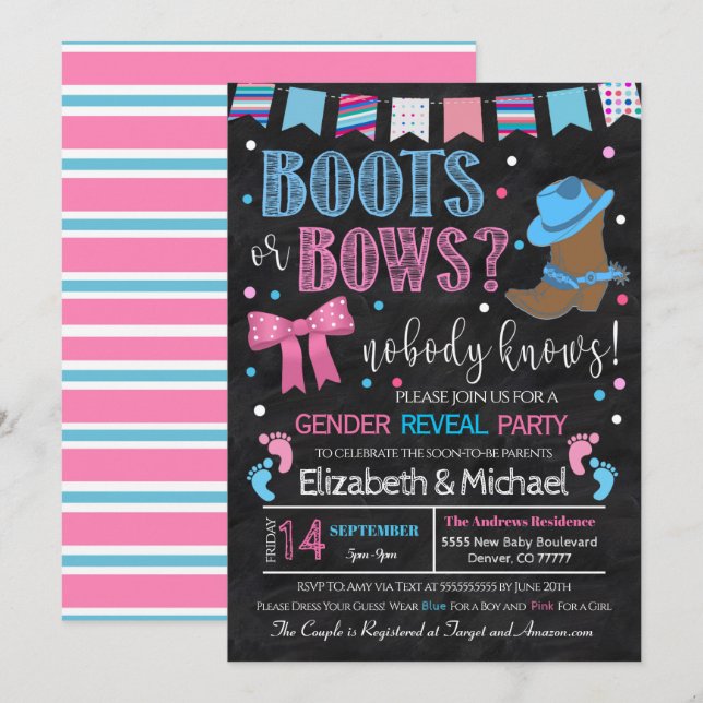 Bottes ou flèches Genre Révéler Invitation (Devant / Derrière)