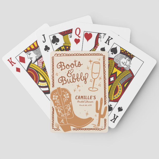 Bottes Rustiques et Cartes à Jouer Mariage Bubbly  (dos)