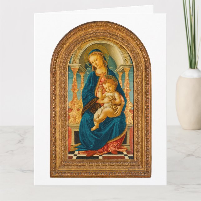 Botticelli (1445-1510) Madonna & Child Enthroned Dankeskarte (Vorderseite)