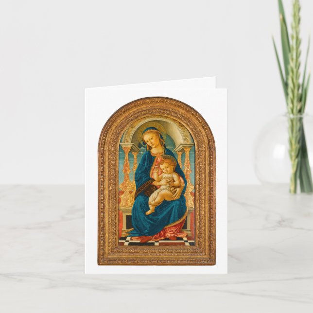 Botticelli (1445-1510) Madonna & Child Enthroned Dankeskarte (Vorderseite)