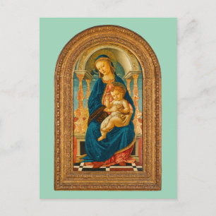 Botticelli (1445-1510) Madonna & Child Enthroned Feiertagspostkarte