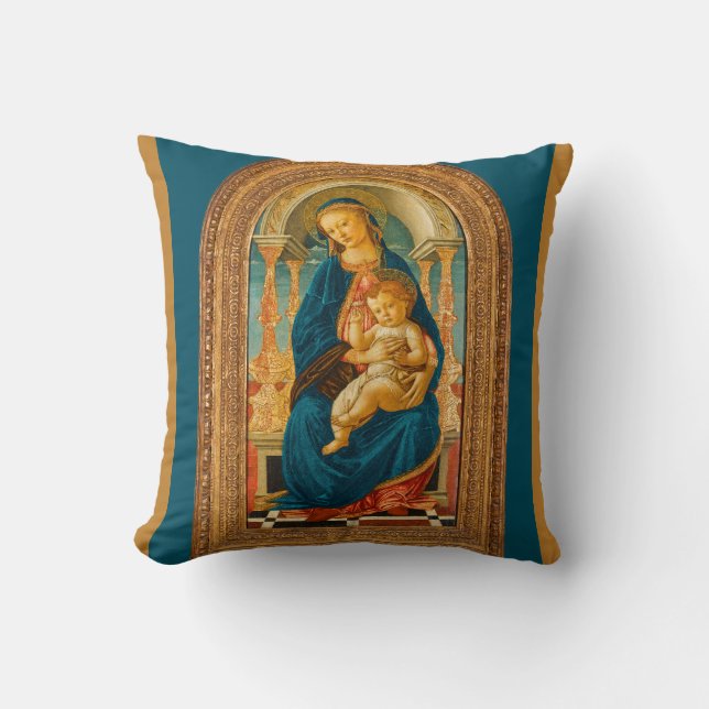 Botticelli (1445-1510) Madonna & Child Enthroned Kissen (Vorderseite)