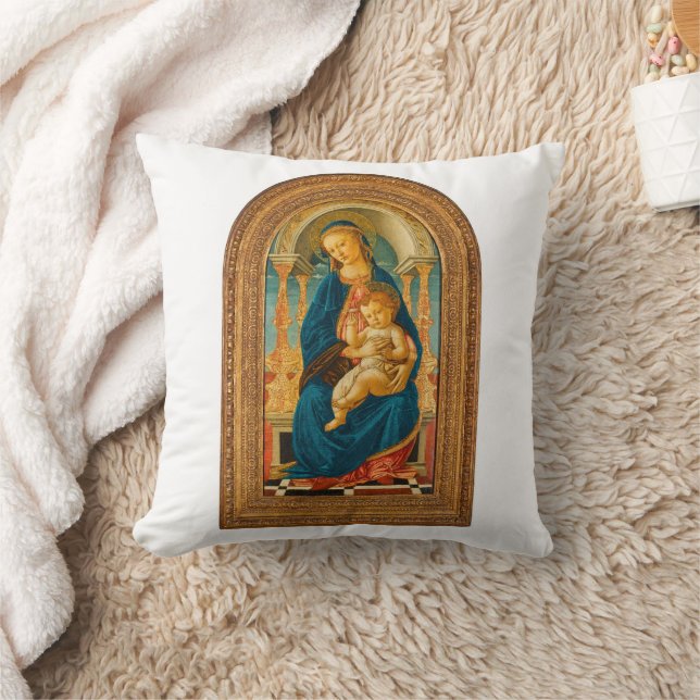 Botticelli (1445-1510) Madonna & Child Enthroned Kissen (Decke)