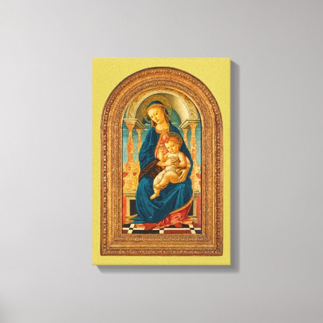 Botticelli (1445-1510) Madonna & Child Enthroned Leinwanddruck (Vorderseite)