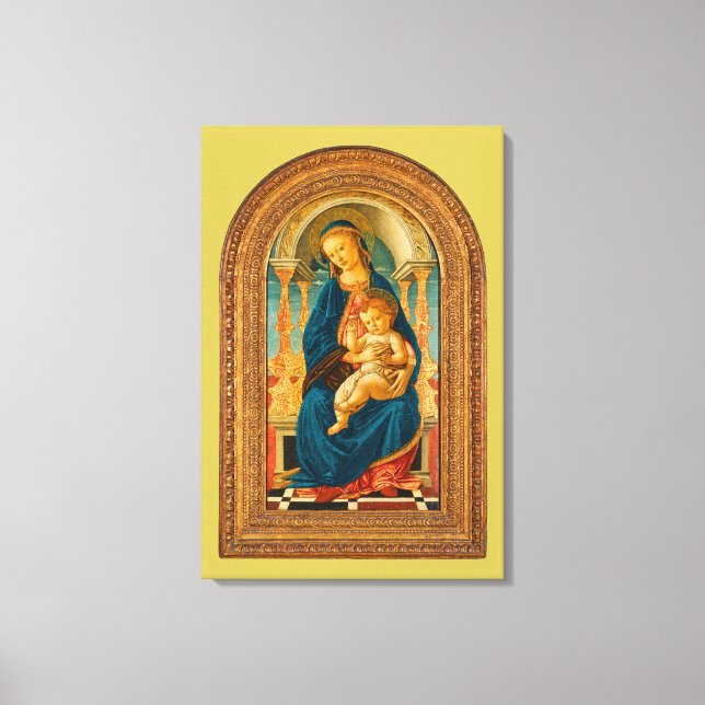 Botticelli (1445-1510) Madonna & Child Enthroned Leinwanddruck (Vorderseite)