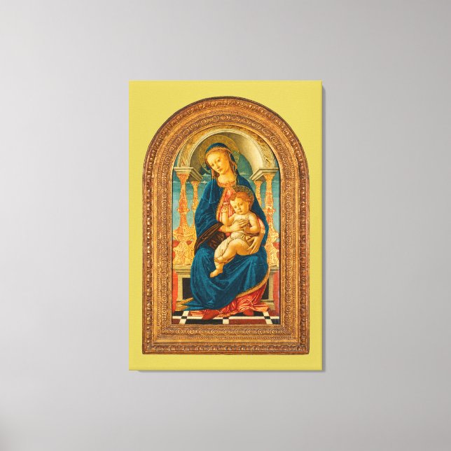 Botticelli (1445-1510) Madonna & Child Enthroned Leinwanddruck (Vorderseite)