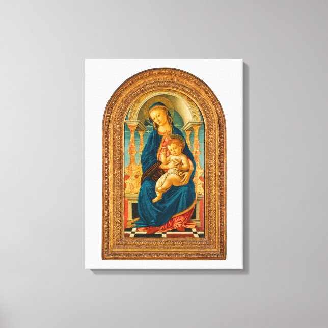 Botticelli (1445-1510) Madonna & Child Enthroned Leinwanddruck (Vorderseite)