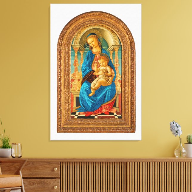 Botticelli (1445-1510) Madonna & Child Enthroned Leinwanddruck (Insitu (Wohnzimmer))