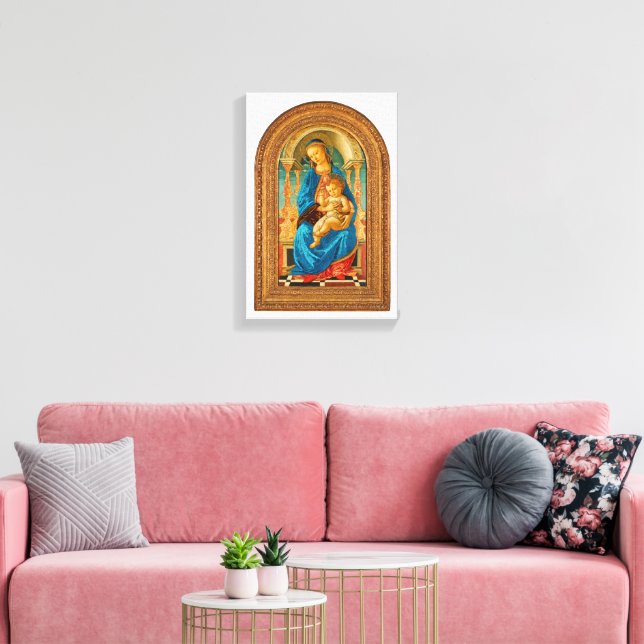 Botticelli (1445-1510) Madonna & Child Enthroned Leinwanddruck (Insitu (Wohnzimmer))