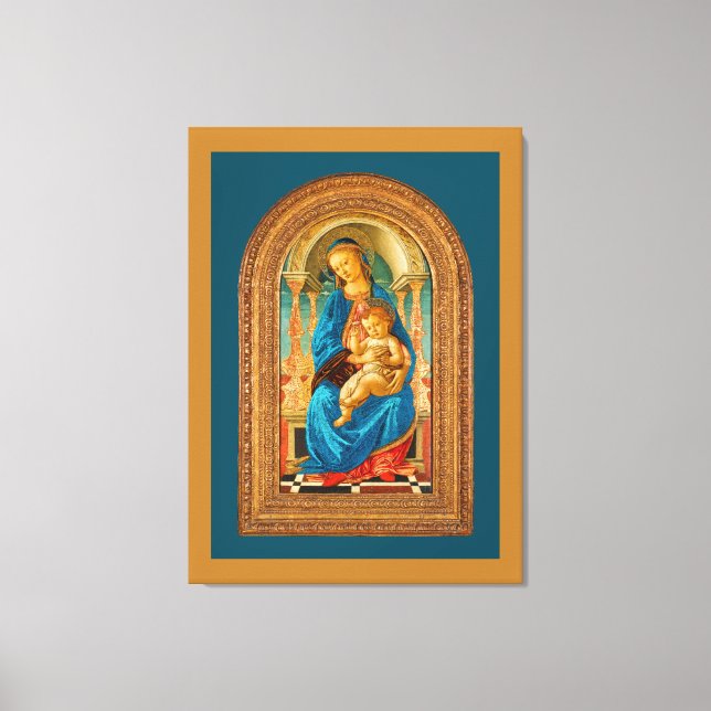 Botticelli (1445-1510) Madonna & Child Enthroned Leinwanddruck (Vorderseite)