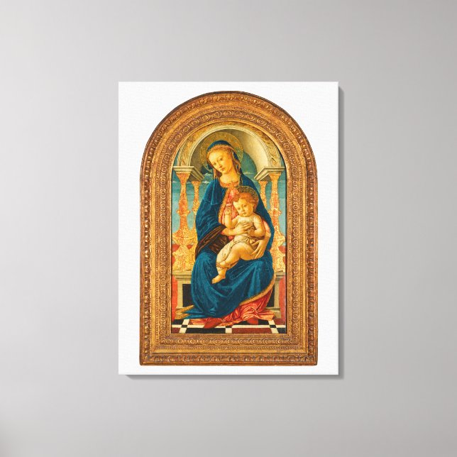 Botticelli (1445-1510) Madonna & Child Enthroned Leinwanddruck (Vorderseite)
