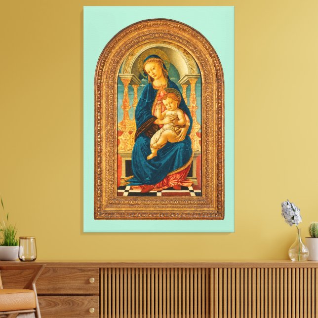 Botticelli (1445-1510) Madonna & Child Enthroned Leinwanddruck (Insitu (Wohnzimmer))