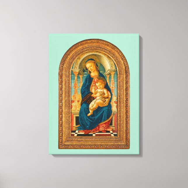 Botticelli (1445-1510) Madonna & Child Enthroned Leinwanddruck (Vorderseite)