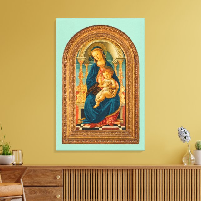 Botticelli (1445-1510) Madonna & Child Enthroned Leinwanddruck (Insitu (Wohnzimmer))