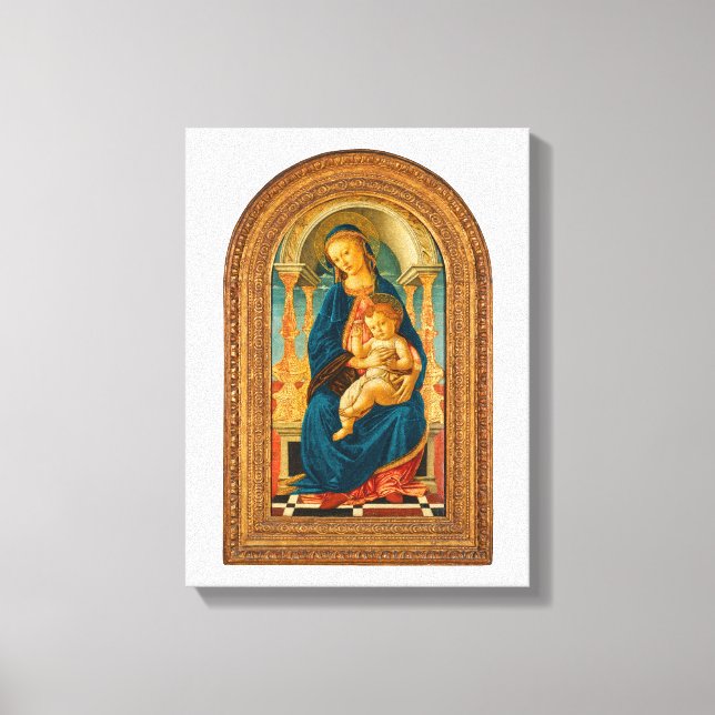 Botticelli (1445-1510) Madonna & Child Enthroned Leinwanddruck (Vorderseite)