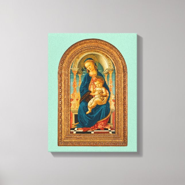 Botticelli (1445-1510) Madonna & Child Enthroned Leinwanddruck (Vorderseite)