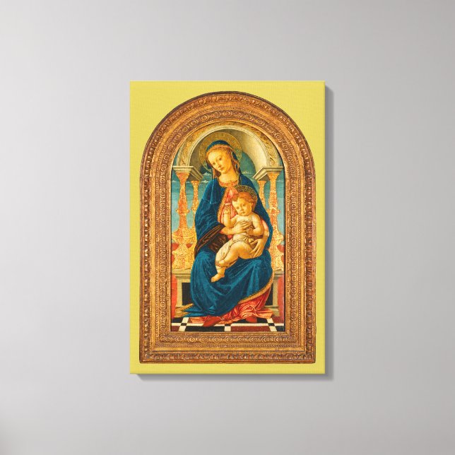 Botticelli (1445-1510) Madonna & Child Enthroned Leinwanddruck (Vorderseite)