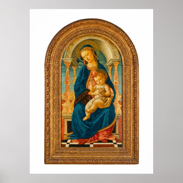 Botticelli (1445-1510) Madonna & Child Enthroned Poster (Vorne)