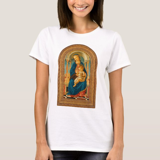 Botticelli (1445-1510) Madonna & Child Enthroned T-Shirt (Vorderseite)