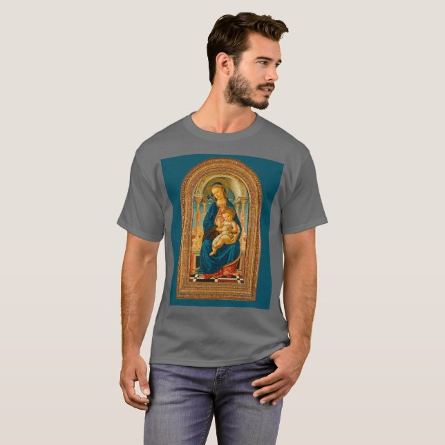 Botticelli (1445-1510) Madonna & Child Enthroned T-Shirt (Vorne ganz)