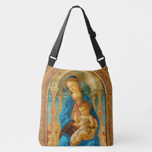 Botticelli (1445-1510) Madonna & Child Enthroned Tragetaschen Mit Langen Trägern