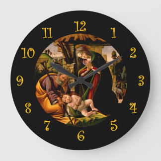 Botticelli ~ Die Bewunderung des christlichen Kind Große Wanduhr