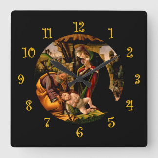 Botticelli ~ Die Bewunderung des christlichen Kind Quadratische Wanduhr
