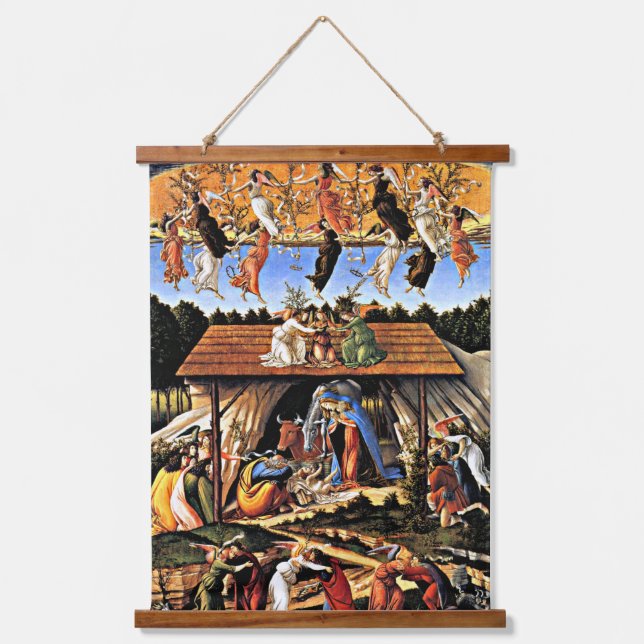 Botticelli - Die mystische Krippe Wandteppich Mit Holzrahmen (Vorderseite)