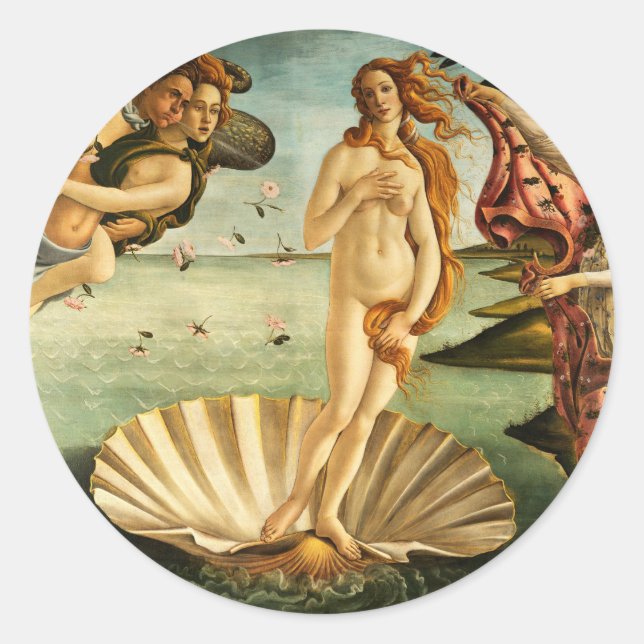 Botticelli Geburt der Venus Renaissance Kunstmaler Runder Aufkleber (Vorderseite)