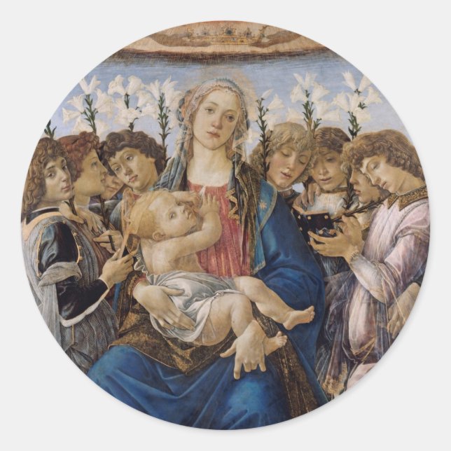 Botticelli Madonna and Child Runder Aufkleber (Vorderseite)