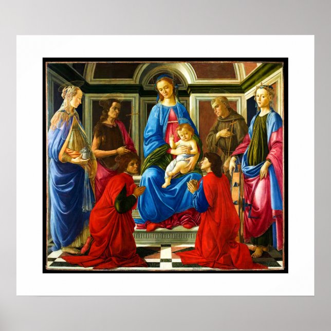 Botticelli Madonna und Kind mit 6 Heiligen 1470 Poster (Vorne)