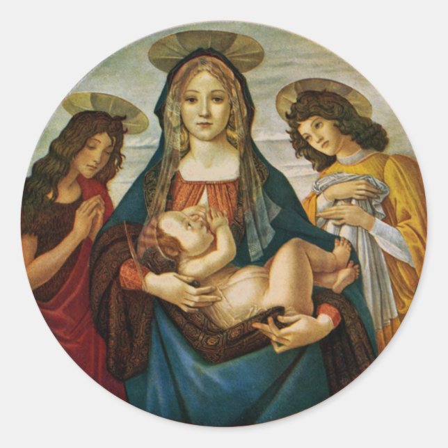 Botticellis Madonna und Kind Runder Aufkleber (Vorderseite)