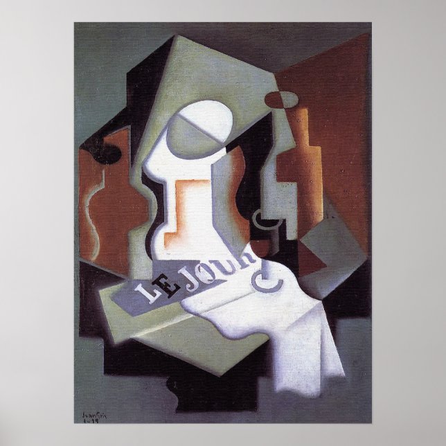 Bottle and Fruit Dish, by Juan Gris Poster (Vorne)