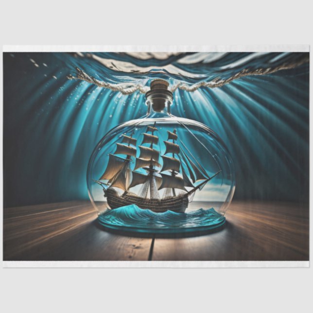 Bottle to sea ocean ship capsize v9 Tissue paper Seidenpapier (Vorderseite)