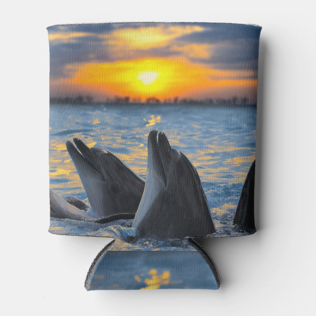 Bottlenose Delfine, Sonnenuntergang Ozeanszene. Dosenkühler (Vorderseite)