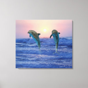 Bottlenose-Delphin am Sonnenaufgang Leinwanddruck