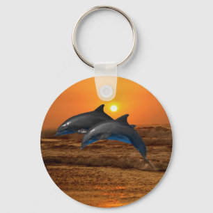 Bottlenose-Delphin am Sonnenuntergang Schlüsselanhänger