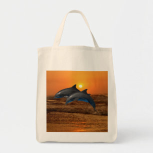 Bottlenose-Delphin am Sonnenuntergang Tragetasche