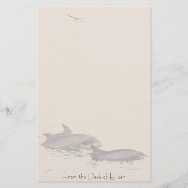 Bottlenose-Delphine u. Möven-personalisiertes Briefpapier (Vorderseite)
