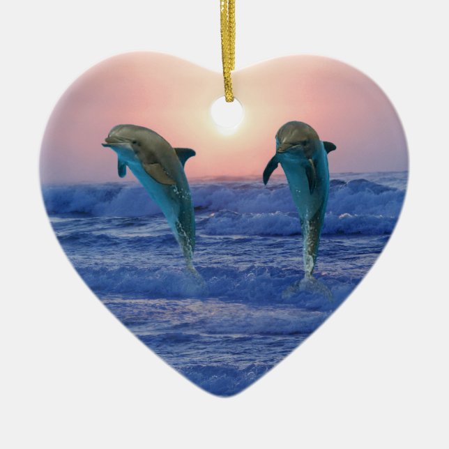 Bottlenose Dolphin bei Sonnenaufgang Keramik Ornament (Vorne)