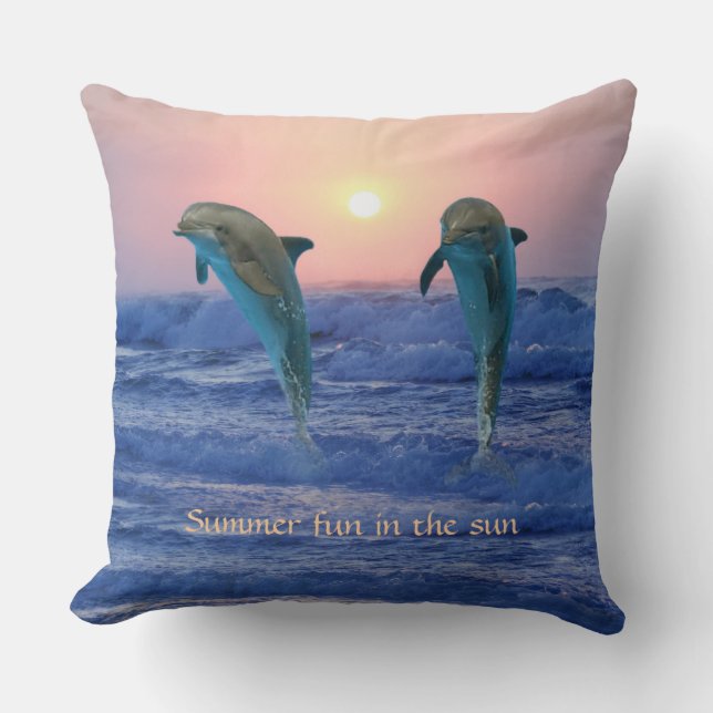 Bottlenose Dolphin bei Sonnenaufgang Kissen (Vorderseite)