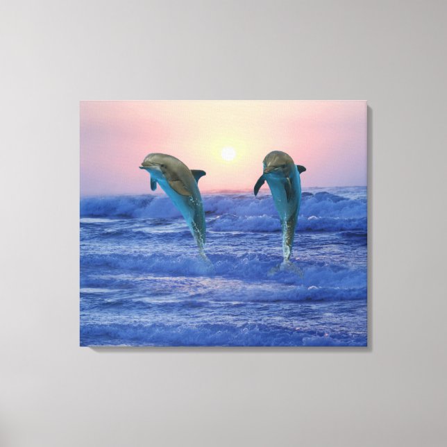 Bottlenose Dolphin bei Sonnenaufgang Leinwanddruck (Vorderseite)