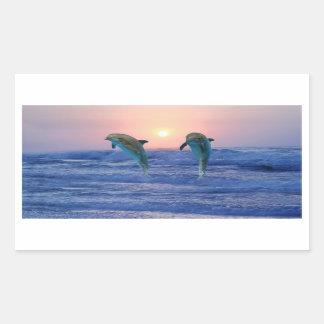 Bottlenose Dolphin bei Sonnenaufgang Rechteckiger Aufkleber