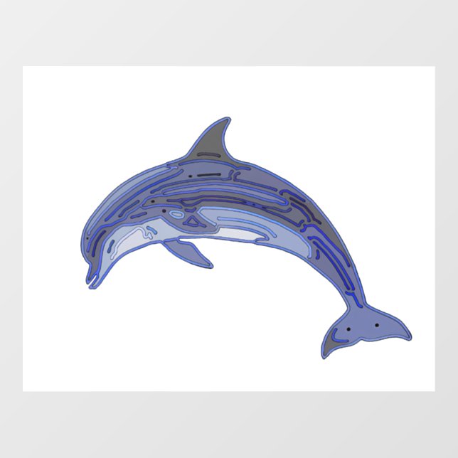 Bottlenose Dolphin Line Art Design Fensteraufkleber (Blatt)