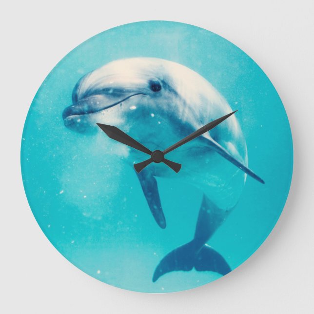 Bottlenosed Dolphin Underwater Große Wanduhr (Vorderseite)