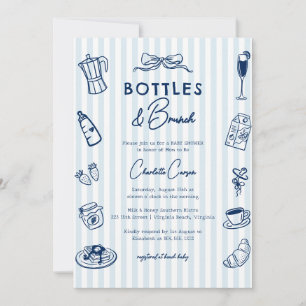 Bottles and Brunch Doodle Baby Shower QR-Code Einladung