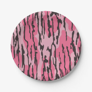 Bottom Lands Camo Rosa für Frauen und Mädchen Pappteller
