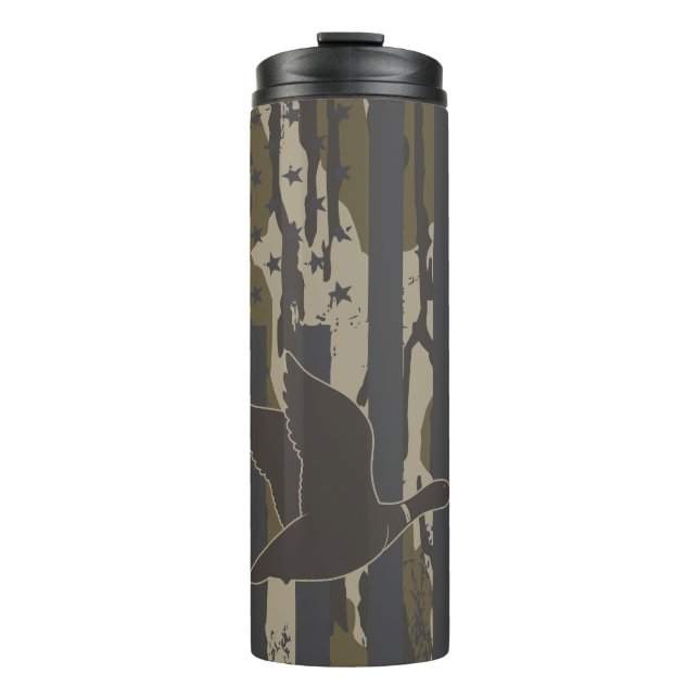 Bottomland Camouflage Duck Junting American Flag U Thermosbecher (Vorderseite)