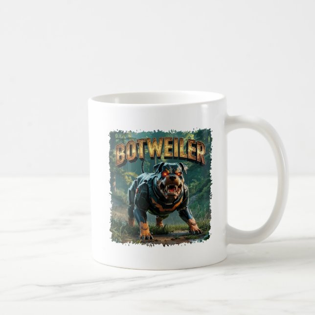 Botweiler Illustration – Roboter Rottweiler Lustig Kaffeetasse (Rechts)