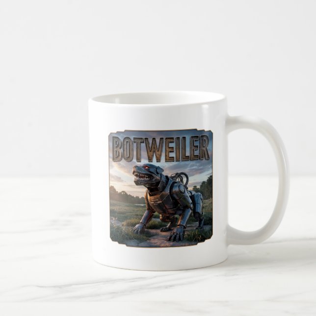 Botweiler Photographic – Robot Rottweiler Funny Kaffeetasse (Rechts)